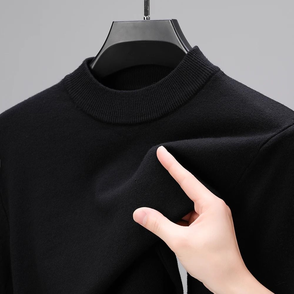 Mens Half Turtleneck Knit Sweater Casual Solid Color Pullover