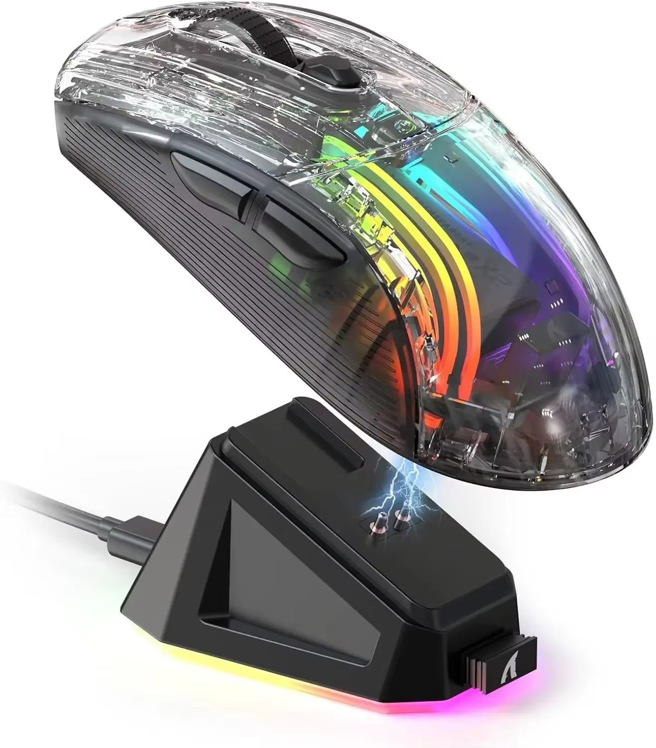ATTACK SHARK X2 Pro Transparent Shell Wireless Gaming Mouse – Tri-Mode (2.4G / BT / Wired) with RGB Dock & Up to 4000 dp