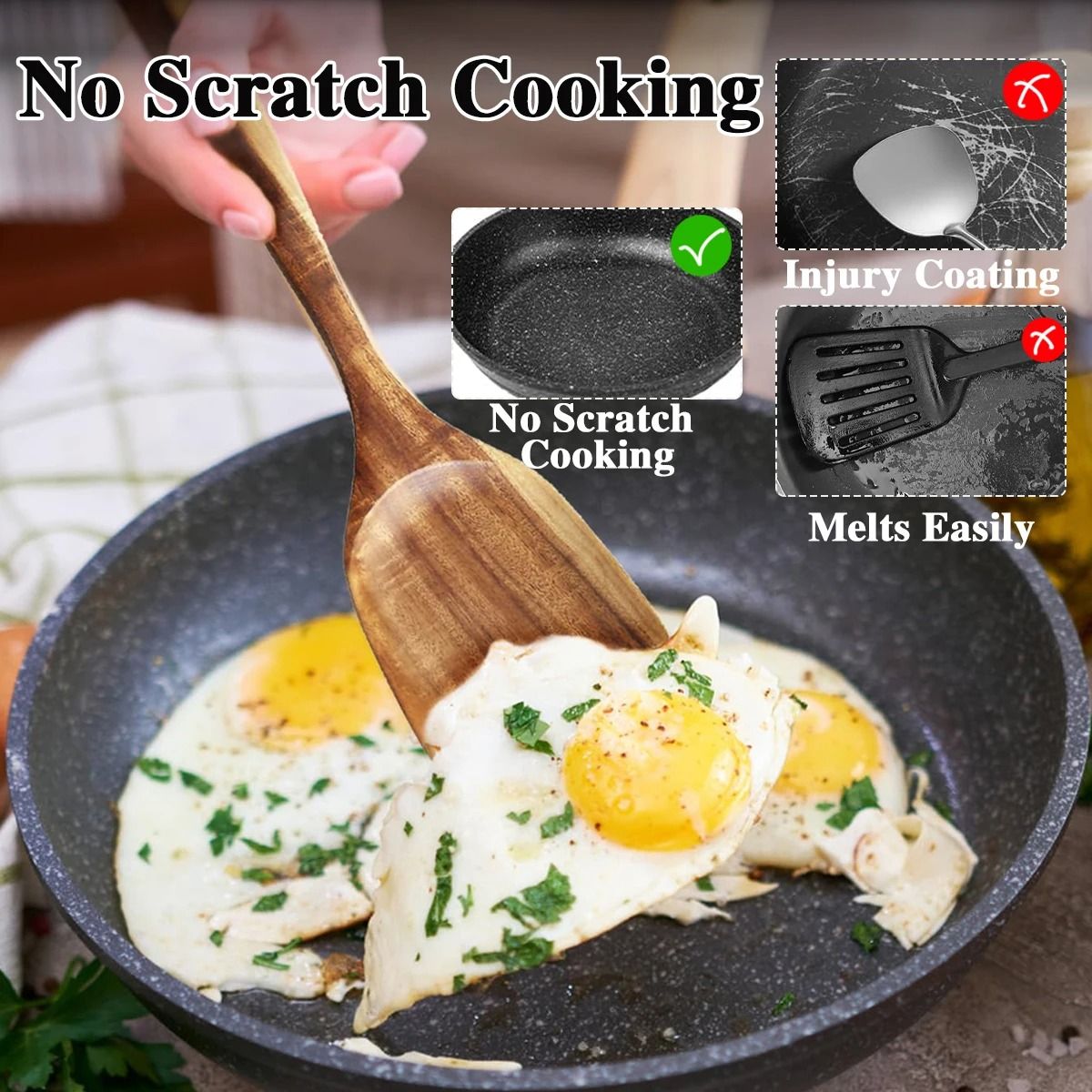 10-Piece Wooden Kitchen Utensil Set and Handcrafted Cooking Spoons