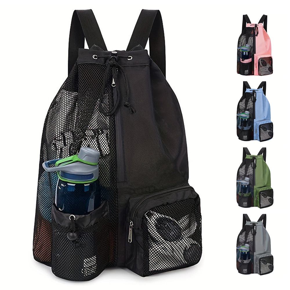 Breathable Mesh Drawstring Backpack Wet Dry Swim Gym Beach Bag