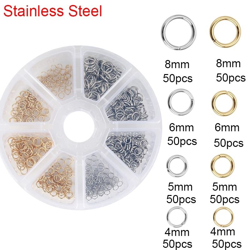 Jewelry Making Kit with Stainless Steel Jump Rings Clasps and Earring Hooks