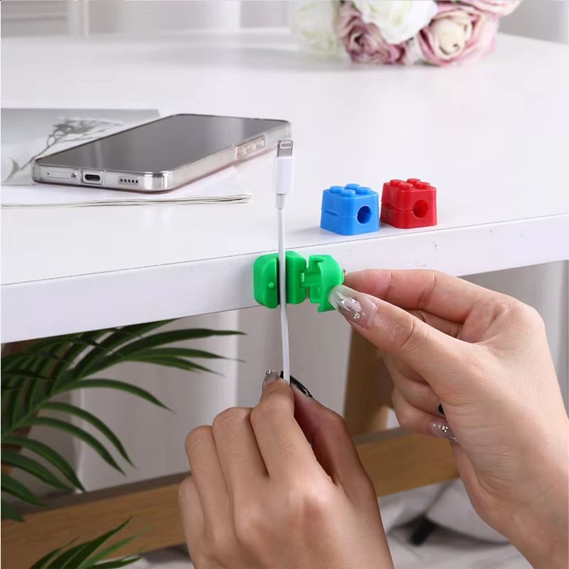 5PCS Building Block Cable Organizer Self-Adhesive Clips for Charging Cable, Earphones and More