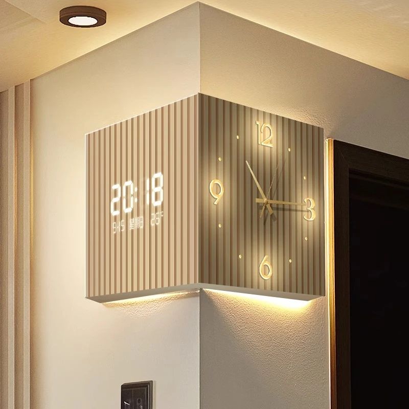 Modern Dual-Sided Corner Wall Clock