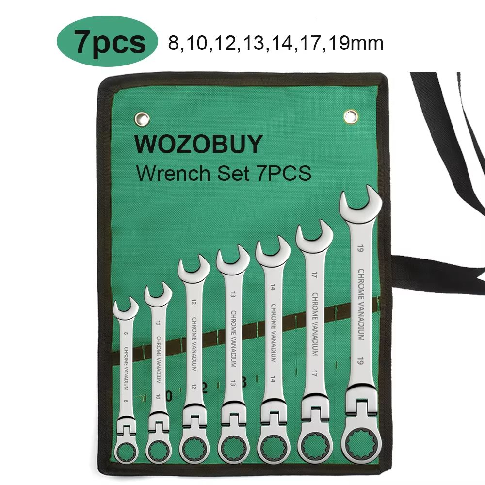 Flexible Head Ratcheting Wrench Set 8–22mm – Metric Combination Spanner Kit with Carry Bag