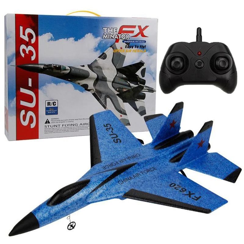 RC Foam SU-35 Fighter Jet Glider with Remote Control and LED Lights