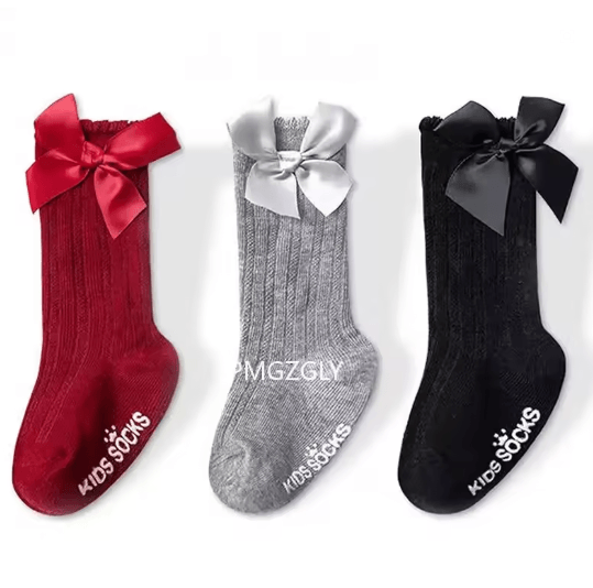 RoyalCharm Girls Bow Knee High Fishnet Socks 3 Pair Set