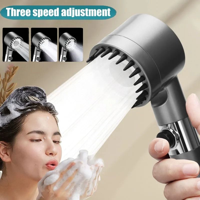 Three Speed Adjustable Showerhead with Filter and Head Massage for Bathroom Use