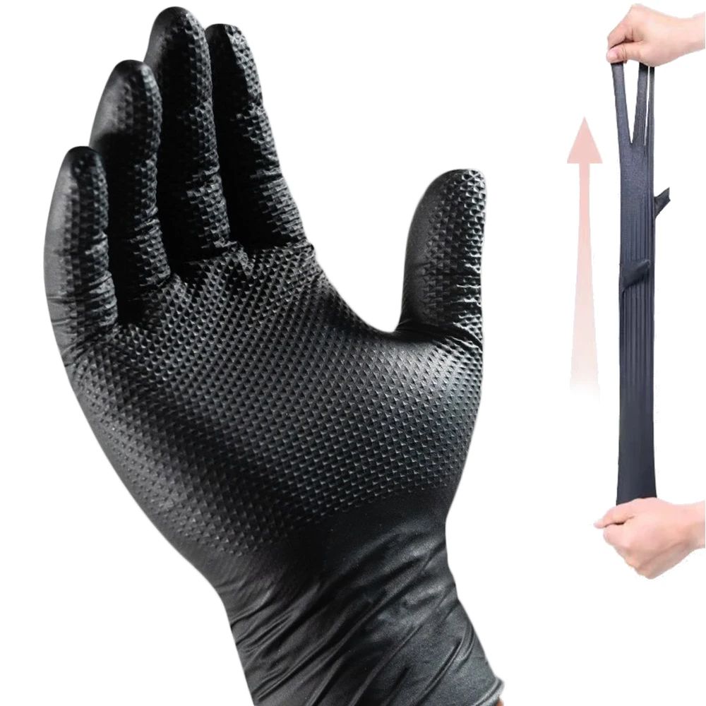 Heavy Duty Nitrile Gloves 8Mil, Extra Thick Disposable Work Gloves for Mechanic, Home, Garden, with Textured Grip