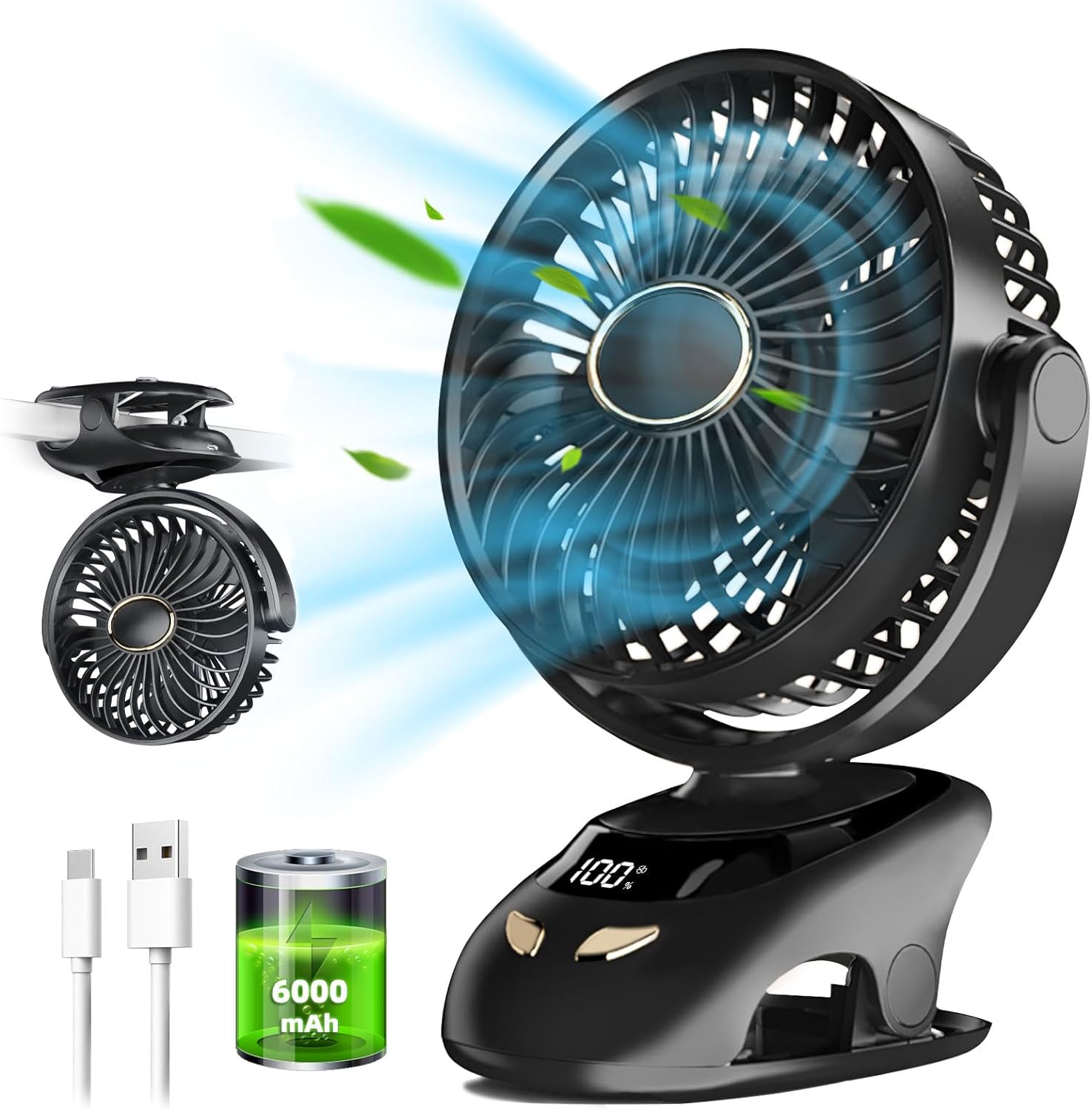 Portable USB Clip Fan for Home, Office, Travel & Outdoors Compact & Convenient