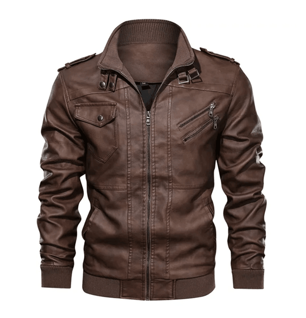 Biker Style PU Leather Jacket for Men Autumn Motorcycle Casual Coat