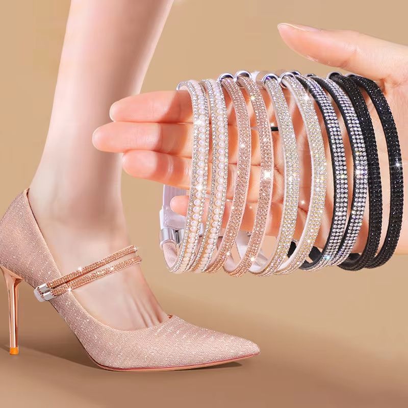 Elegant Rhinestone Anti Slip Heel Straps for High Heels and Pumps