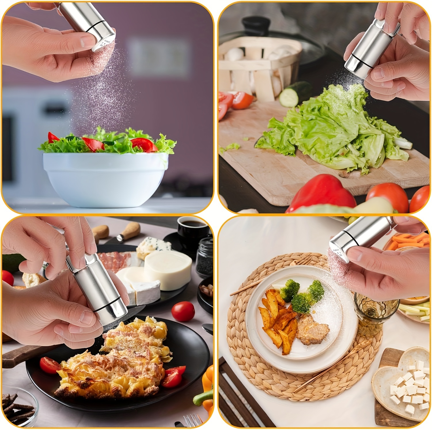 Salt Sugar Bottle with Rotating Cover, Multi-purpose Stainless Steel Spice Jar, Kitchen Gadgets, Spice Pepper Shaker