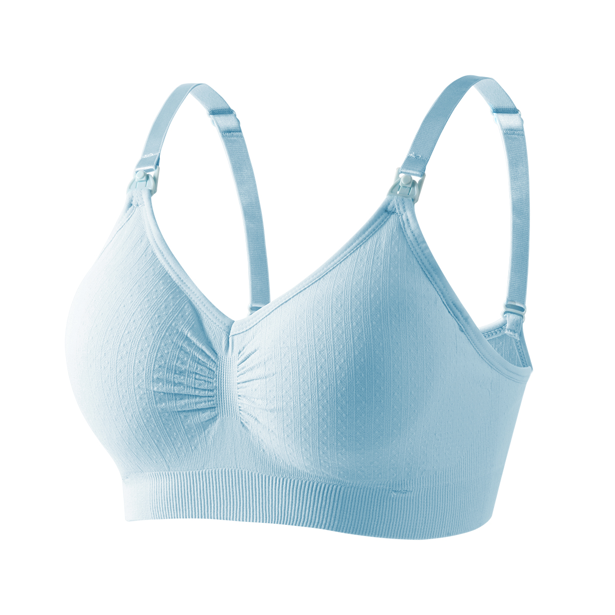 Seamless Nursing Bra, Breathable Maternity Bra with Single Handed Front Buckle, Push Up Women's Breastfeeding Underwear,