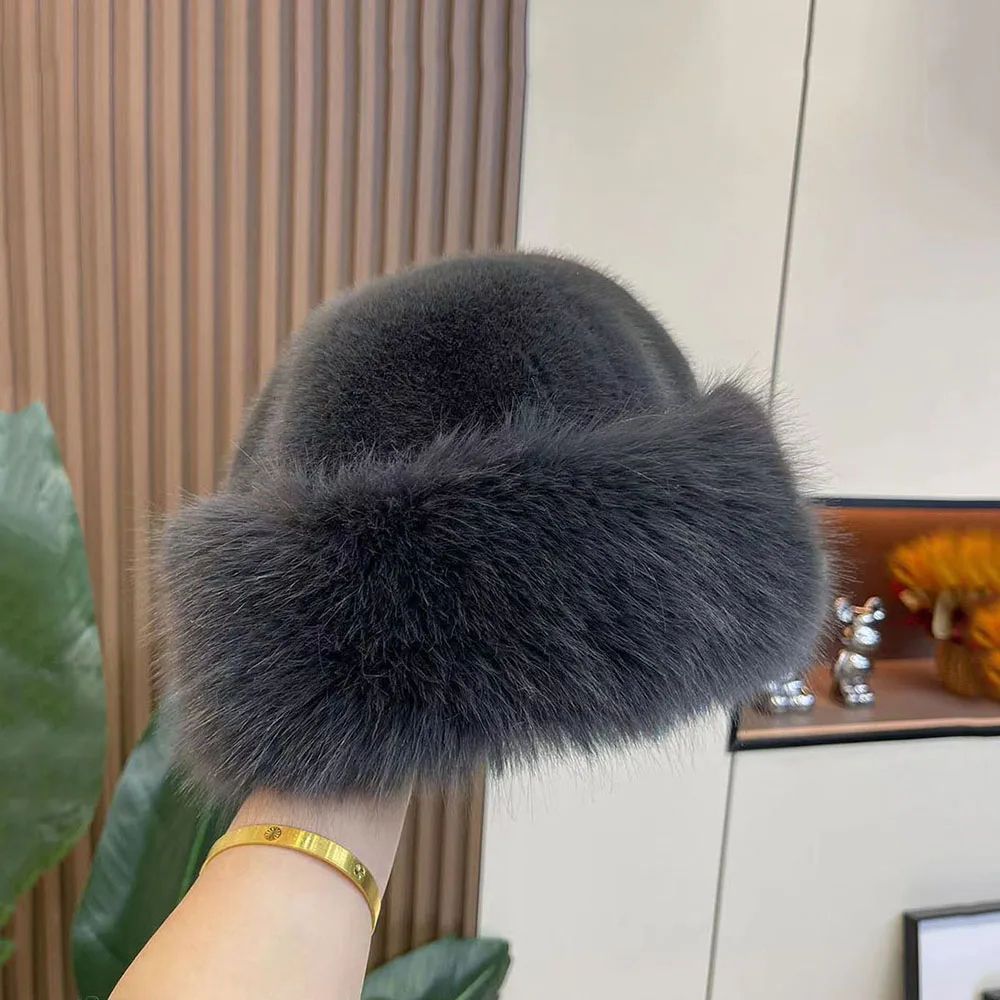 Womens Fluffy Faux Fur Winter Bomber Hat