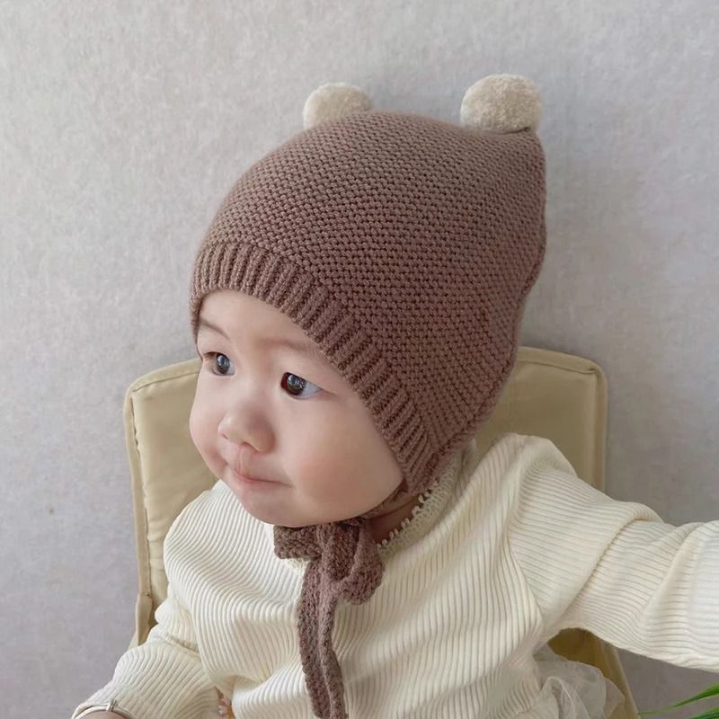 Korean Baby Ear Protection Hat Winter Warm Toddler Knitted Crochet Bonnet