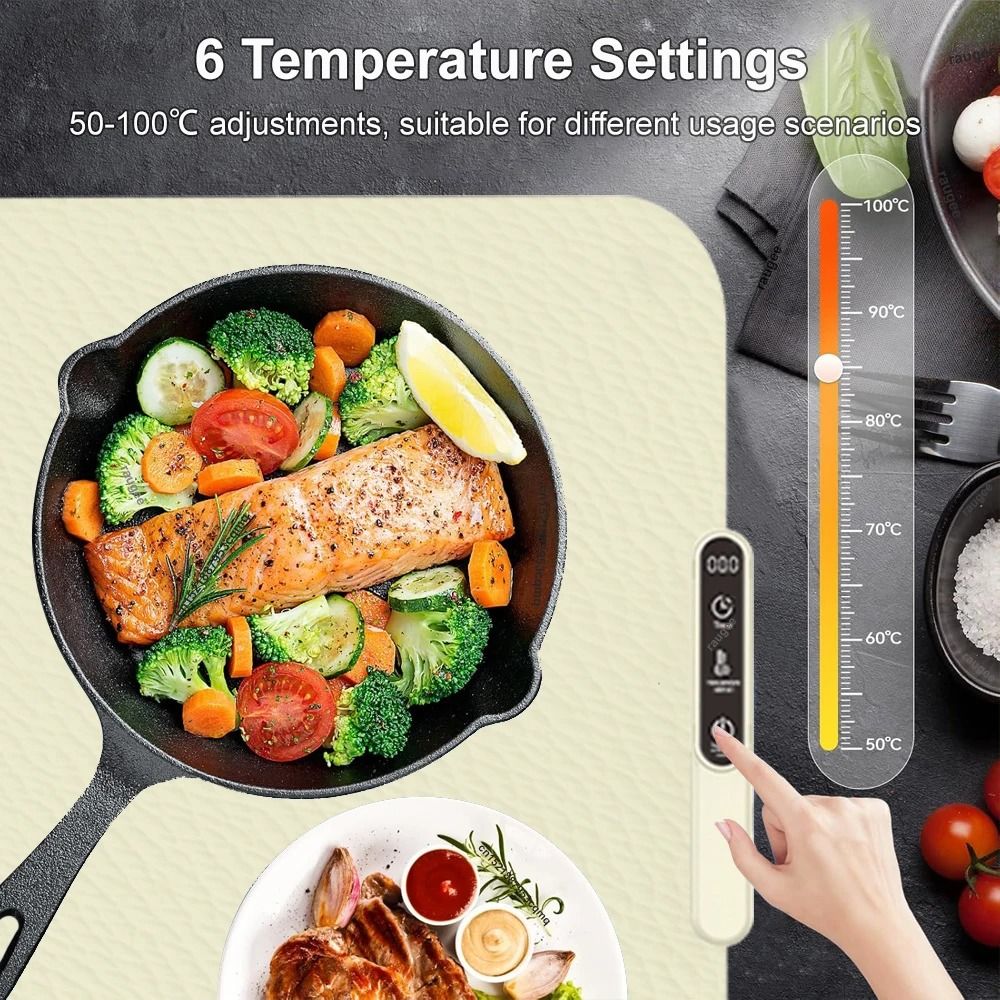 Foldable Electric Warming Tray Silicone Food Warmer Plate Fast Heating Portable Mat
