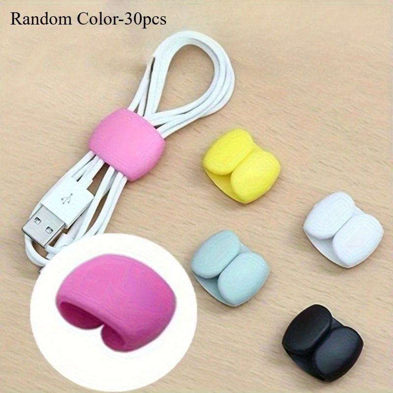 30pcs Cable Holder Clips Data Cable Organizer Charging and Headphone Cable Storage Set