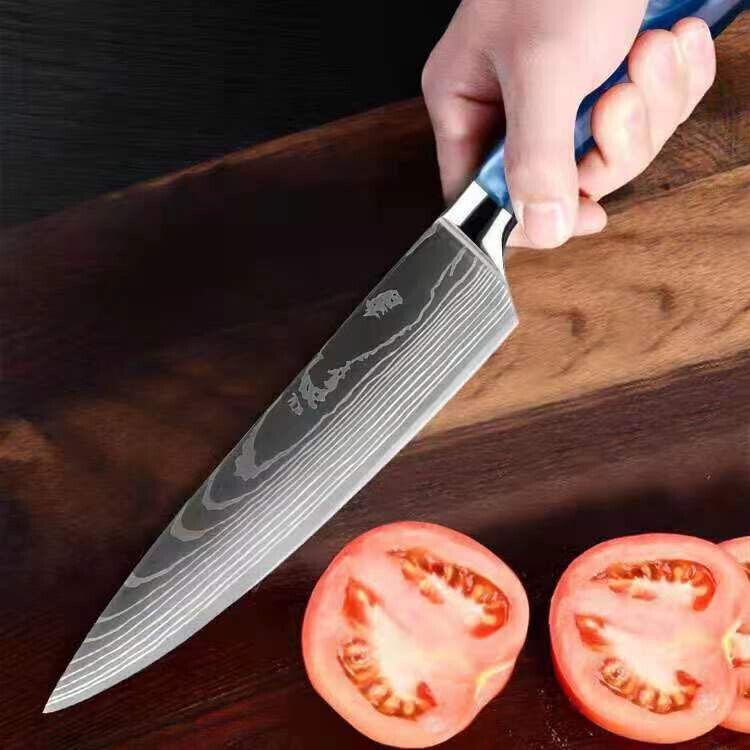 Premium Japanese Style Damascus Steel Chef Knives Set of 6 with Case