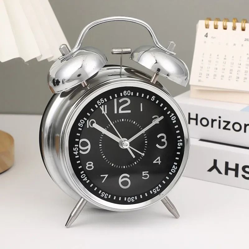 Twin Bell Night Light Alarm Clock – High-Definition Chronometric Metal Sculpture