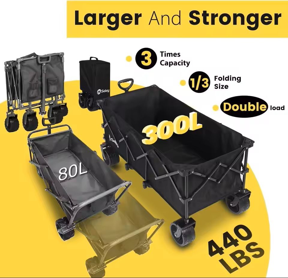 48 in Heavy Duty Collapsible Folding Wagon 440 lbs Capacity Utility Cart