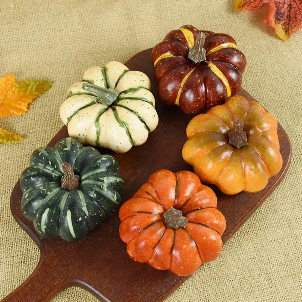 Realistic Artificial Pumpkin Decor Set – Plastic Harvest Thanksgiving Table & DIY Craft Decoration