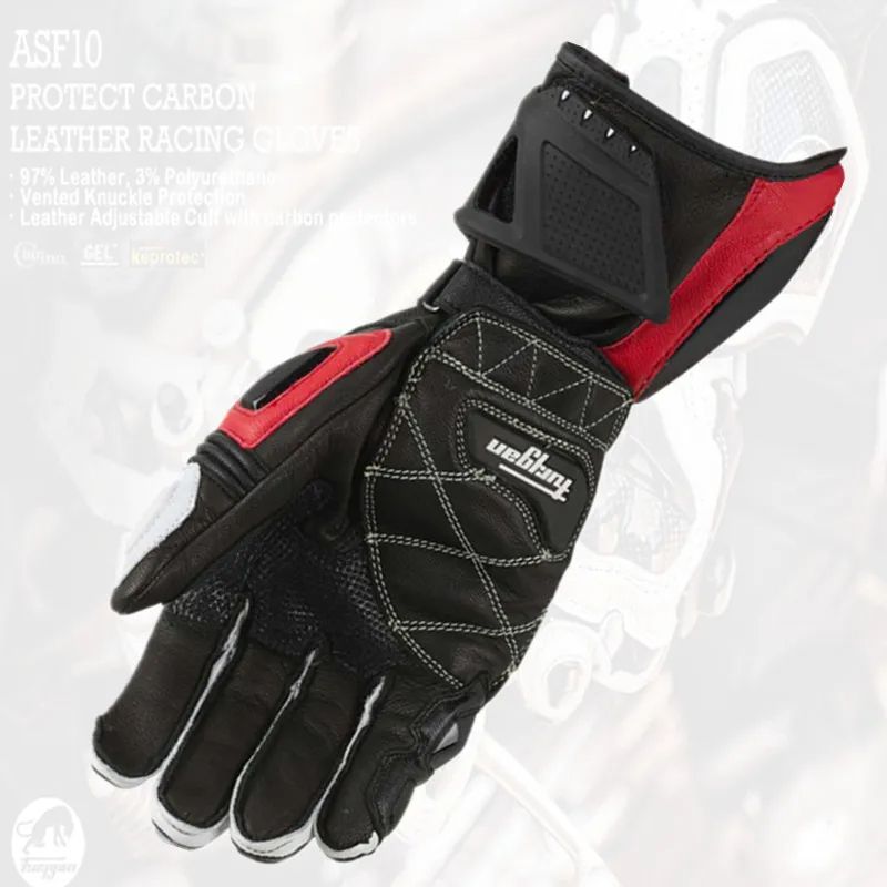 Motorcycle Gloves Windproof Leather Motocross Mittens with Security Protection Touch Screen for Men