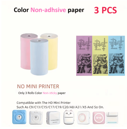 Kids Instant Camera Thermal Paper Refill Rolls, BPA-Free 57by25mm (White, Non-Adhesive)