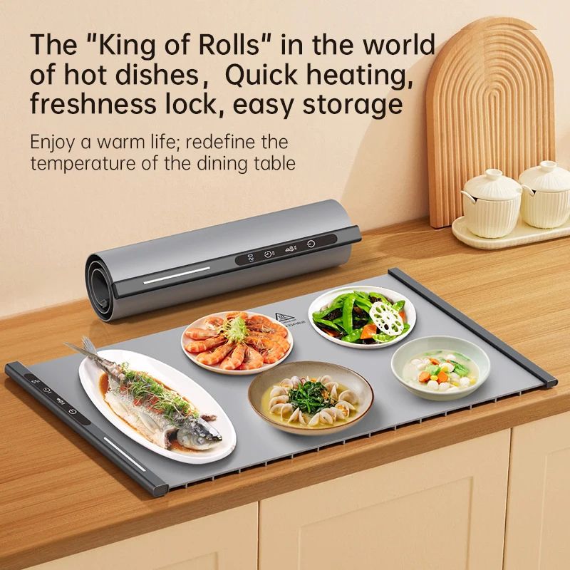 Flexible Silicone Food Warmer Mat Foldable Electric Warming Tray – Constant-Heat Food Warming Board