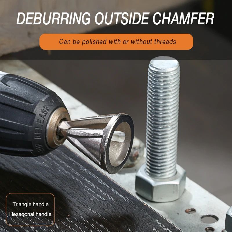 6-Flute External Deburring Chamfer Tool Drill Bit – Hex/Triangle Shank Metal Trimming & Screw Burr Remover