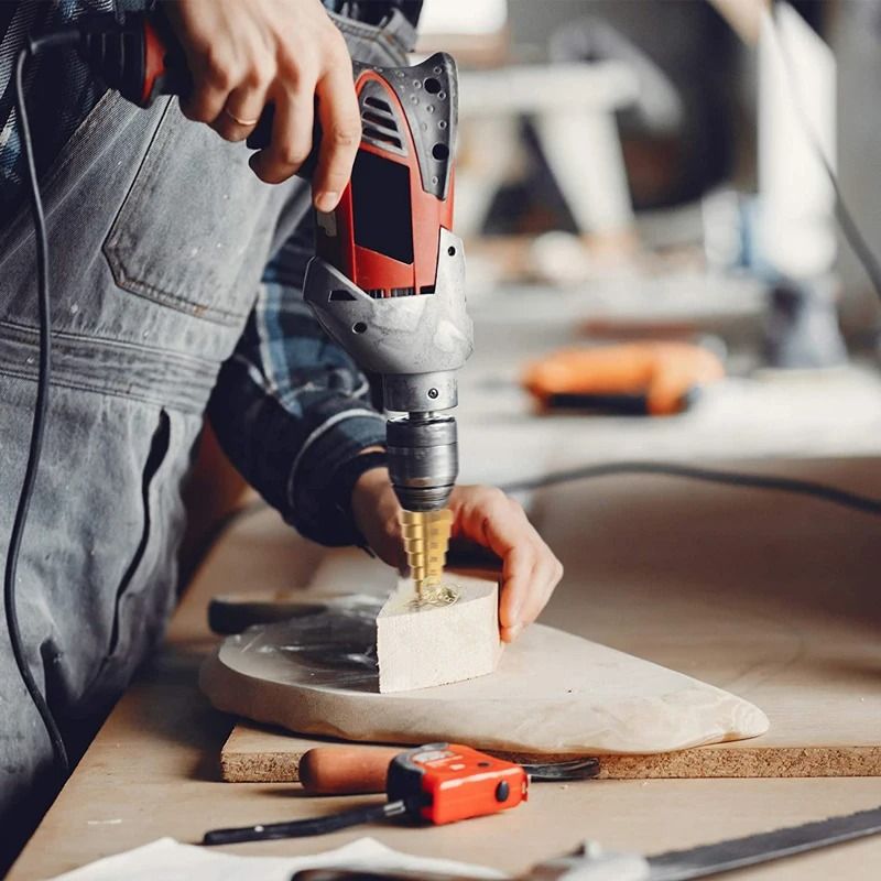 Titanium Coated HSS Step Drill Bit 4 to 32 mm and 4 to 20 mm Cone Drill Tool