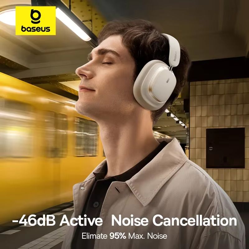 Baseus Bowie H1s Bluetooth Noise Cancelling Headphones Hi-Res Wireless Over-Ear Headset with 120H Battery