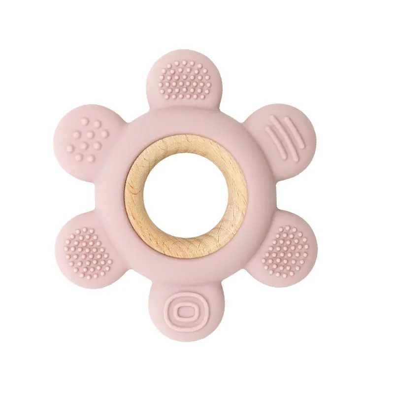 Fruit-Theme Silicone & Wooden Baby Teether – BPA-Free Infant Chewing Toy