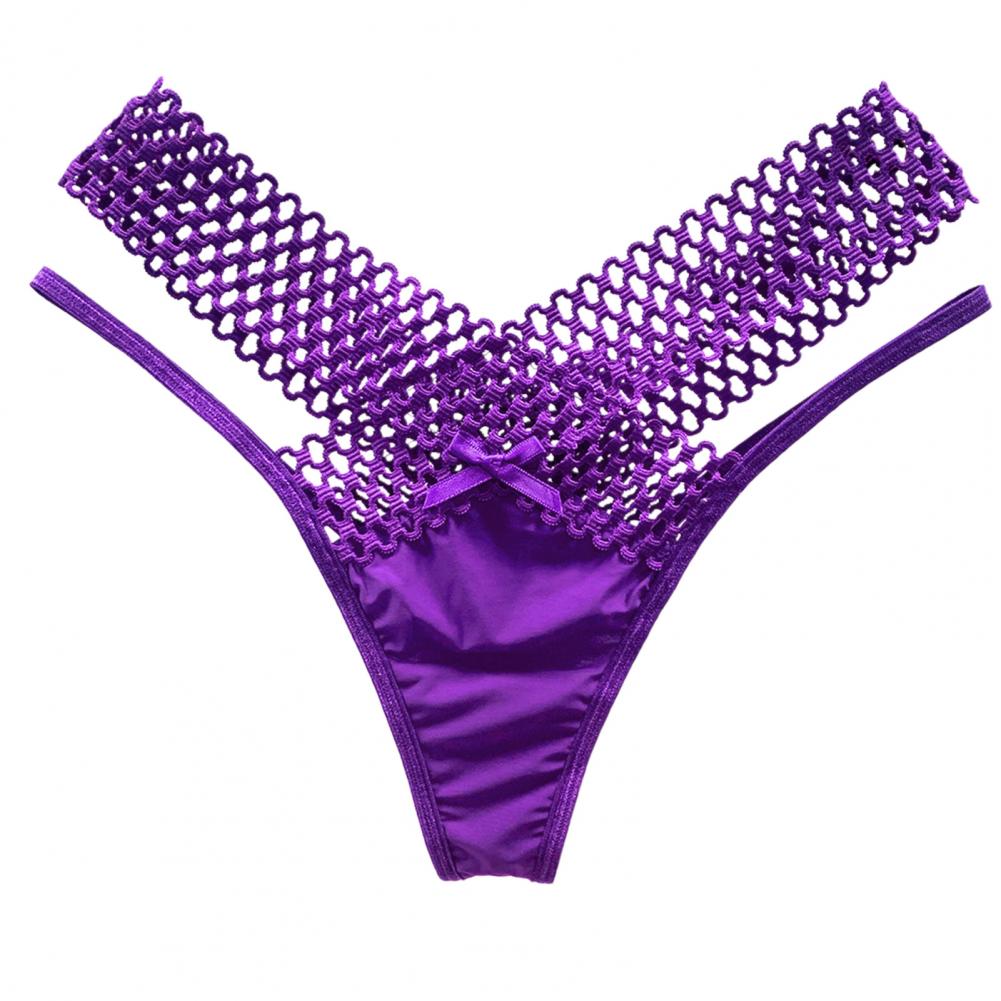 Women Panties Low Waist Hollowed Out See Through Cross Belt French Style Ladies Sling Thong Sexy Lingerie