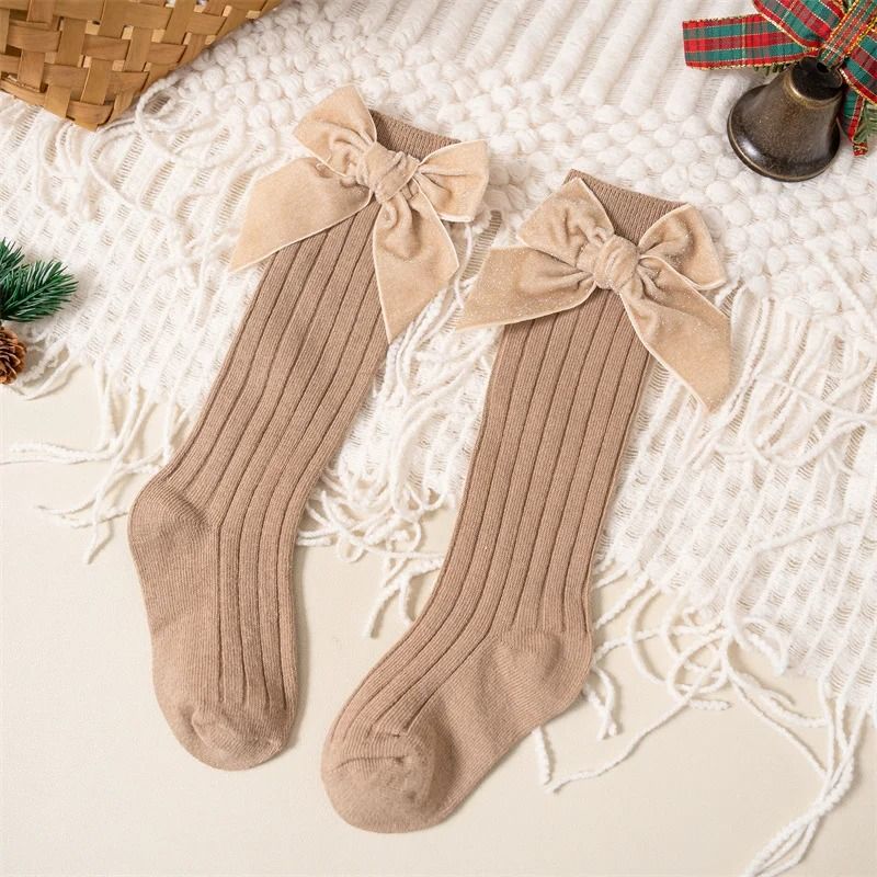 Baby Girls Knee High Bow Socks Soft Cotton Winter and Autumn Kids Socks