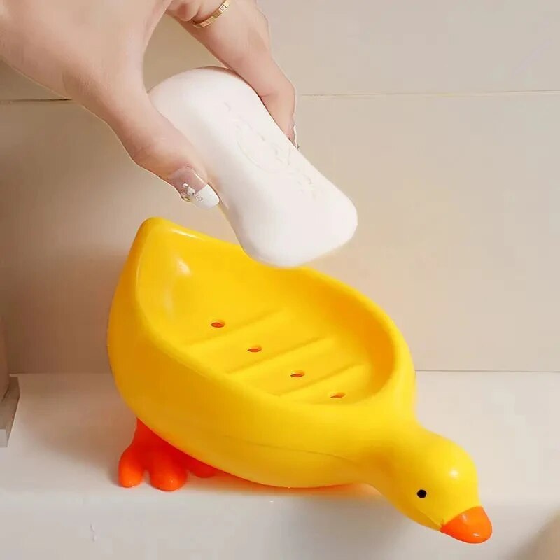 Cute Duck Shaped Self Draining Soap Rack for Shower & Bathroom Creative Soap Tray for Tub & Sink
