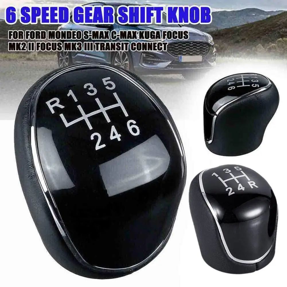 Premium Ford Gear Shift Knob - Leather Manual Shifter Knob for Mondeo, Focus, C-Max & Kuga (5/6 Speed)