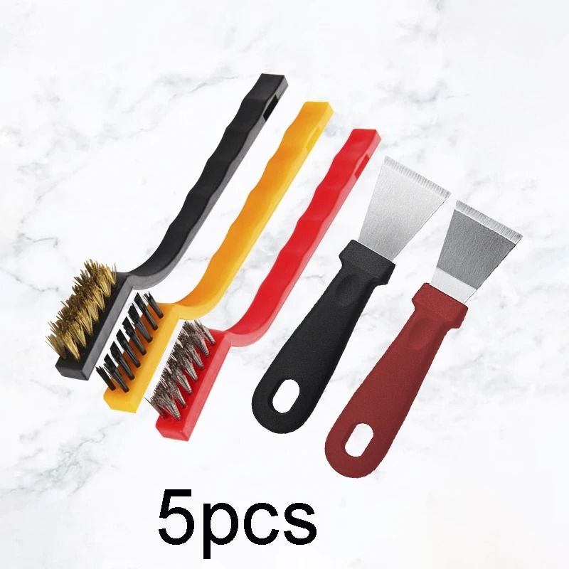 5-Piece Kitchen Cleaning Brush & Scraper Set – Heavy-Duty Oil and Dirt Removal