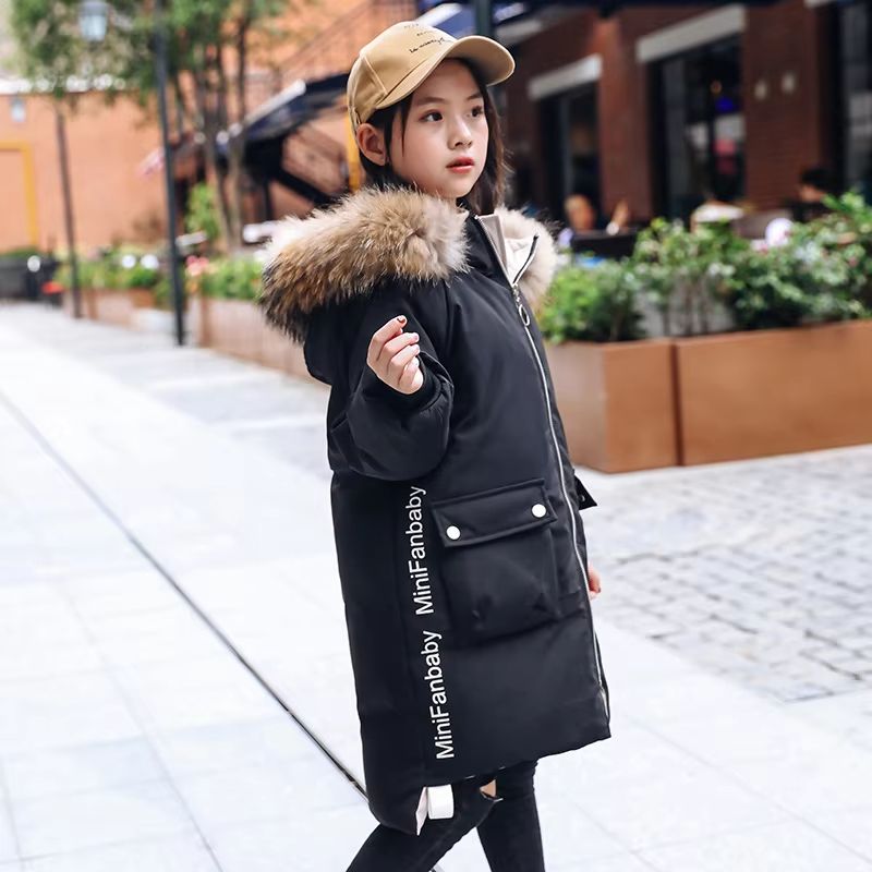 FrostBelle Girls Winter Parka Coat Faux Fur Hooded Girls Winter Jacket Long Warm Teen Girls Fur Collar Coat