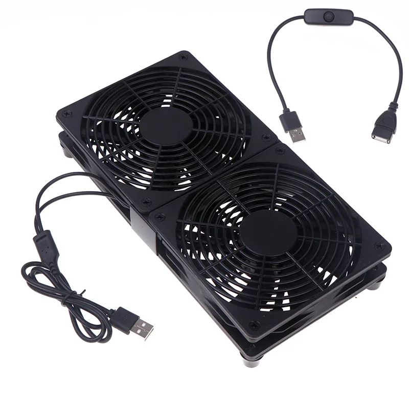 Silent 120mm USB Router Cooling Fan with Adjustable Speed Controller – Quiet Modem & TV Box Cooler