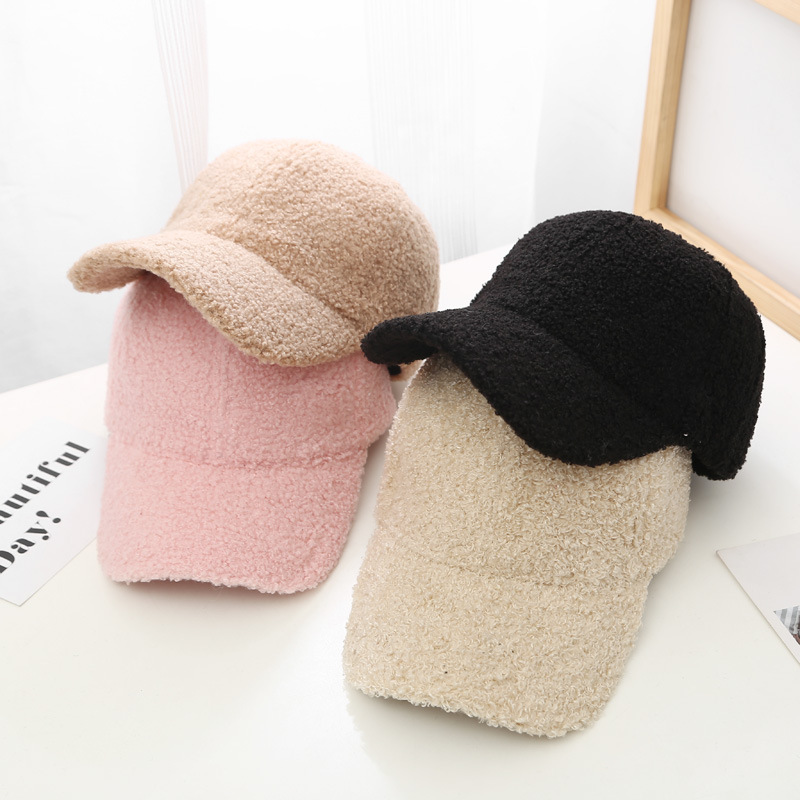 Plush Baseball Caps Spring, Autumn Winter Baseball Cap Women, Tide Warm Lamb Wool Hats