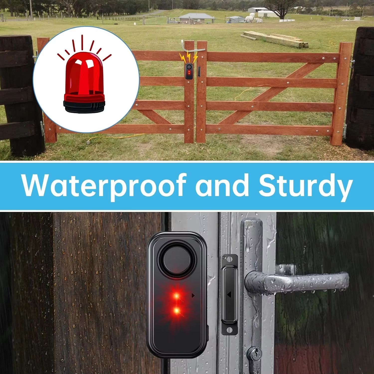 Wireless Outdoor Door Window Alarm With Remote Waterproof Magnetic Security Sensor