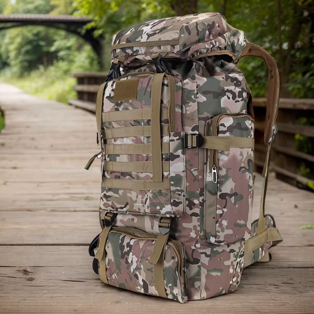 80L Wear-Resistant Mountaineering Backpack with 600D Oxford Cloth, Trekking Rucksack for Travel and Climbing