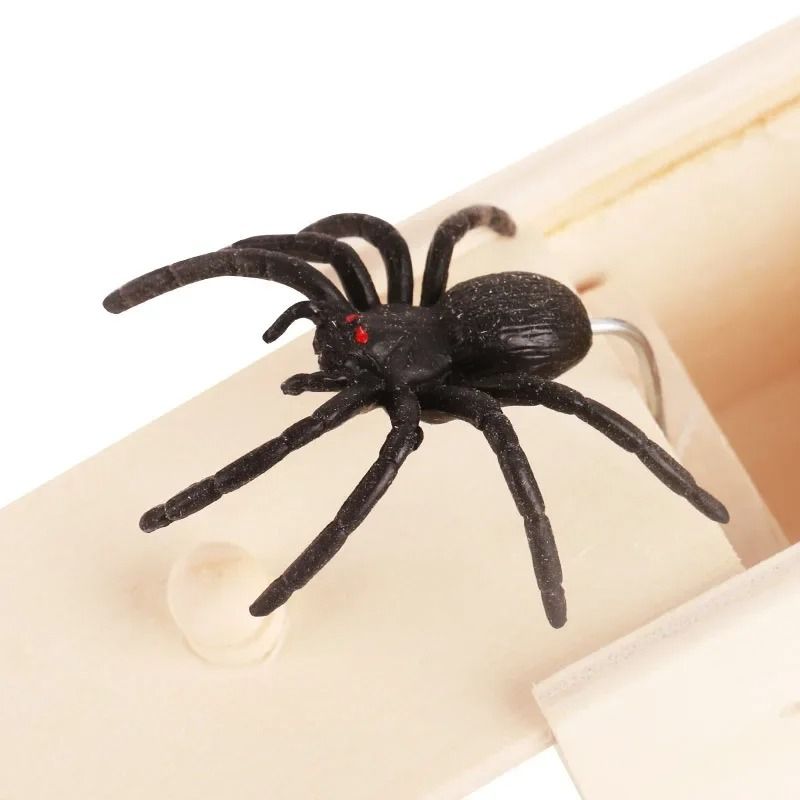 Wooden Spider Prank Box Funny Scare Trick Gift Toy
