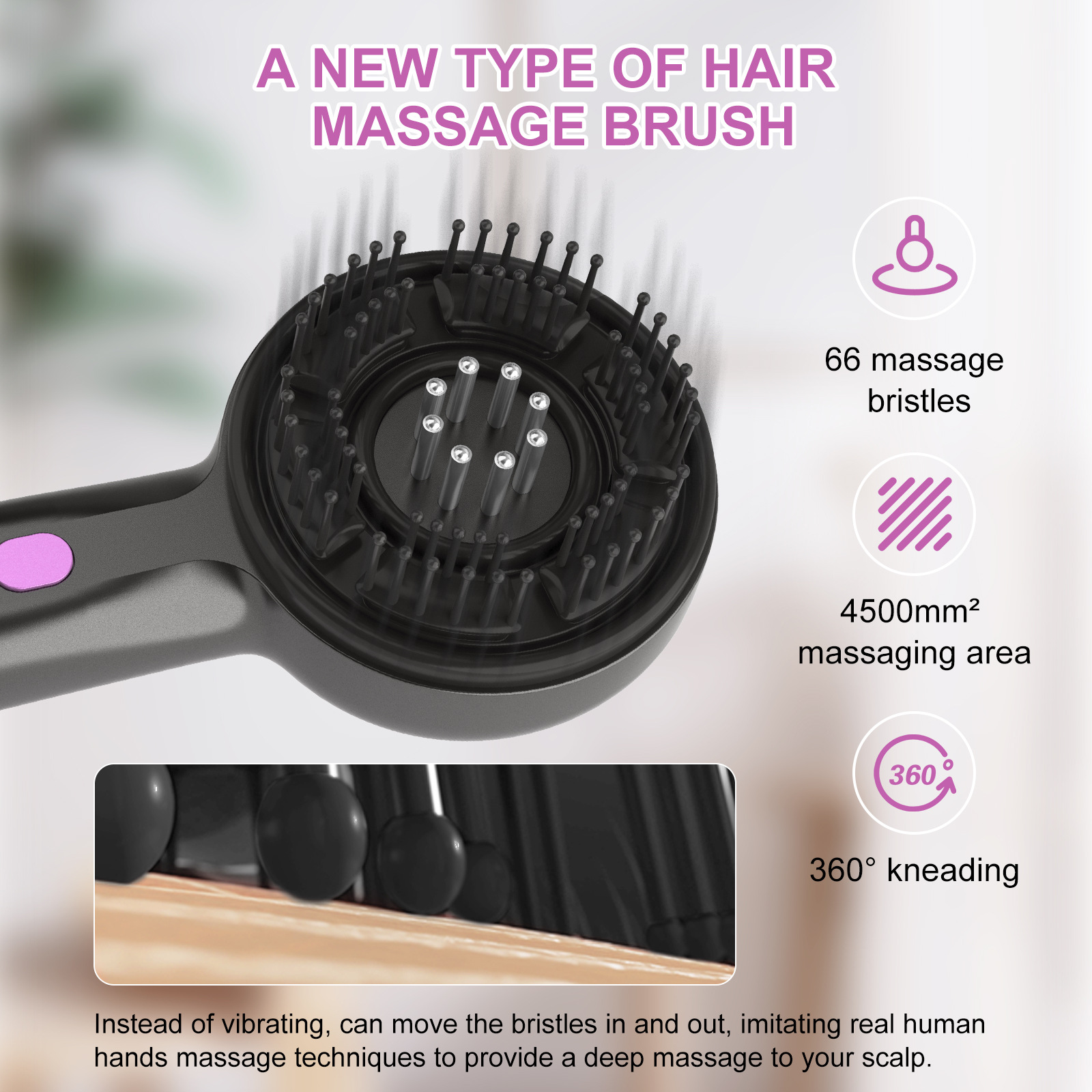 Essential Oil Red Light Scalp Massage Comb, Handheld Electric Head Massager, IPX7 Waterproof Muscle Relaxation Device