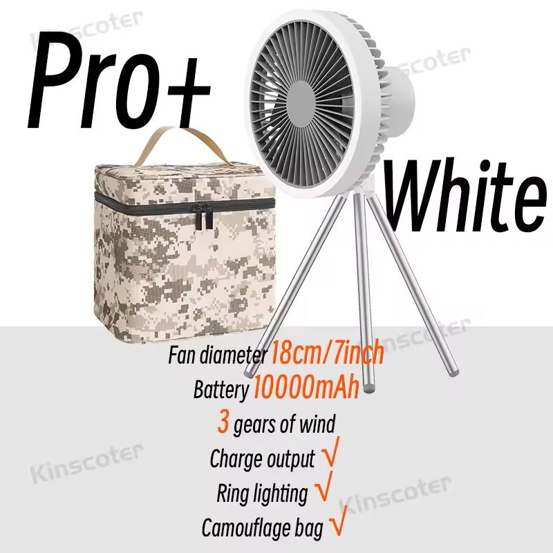 Rechargeable Camping Fan with LED Light and Power Bank
