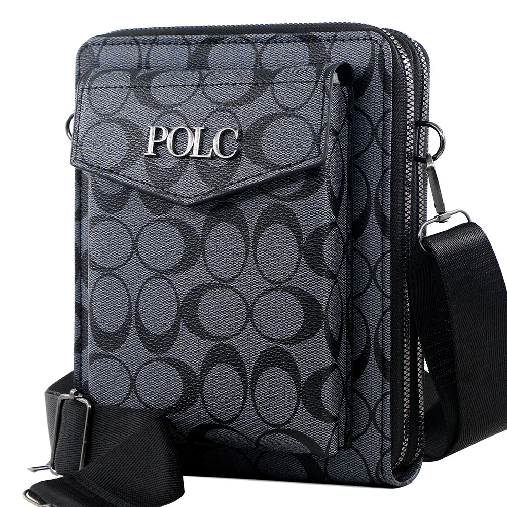Business Mens Printed Crossbody Bag Stylish Shoulder Bag with Double Zipper and Large Capacity Perfect for Mobile &