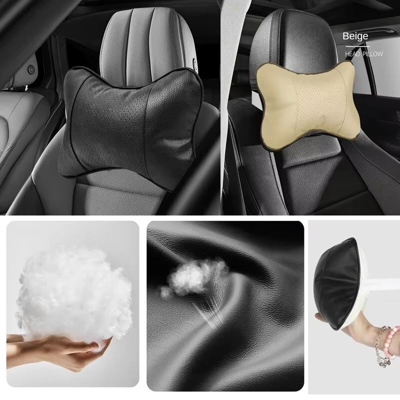 Universal PU Leather Car Neck Pillow Headrest for Pain Relief