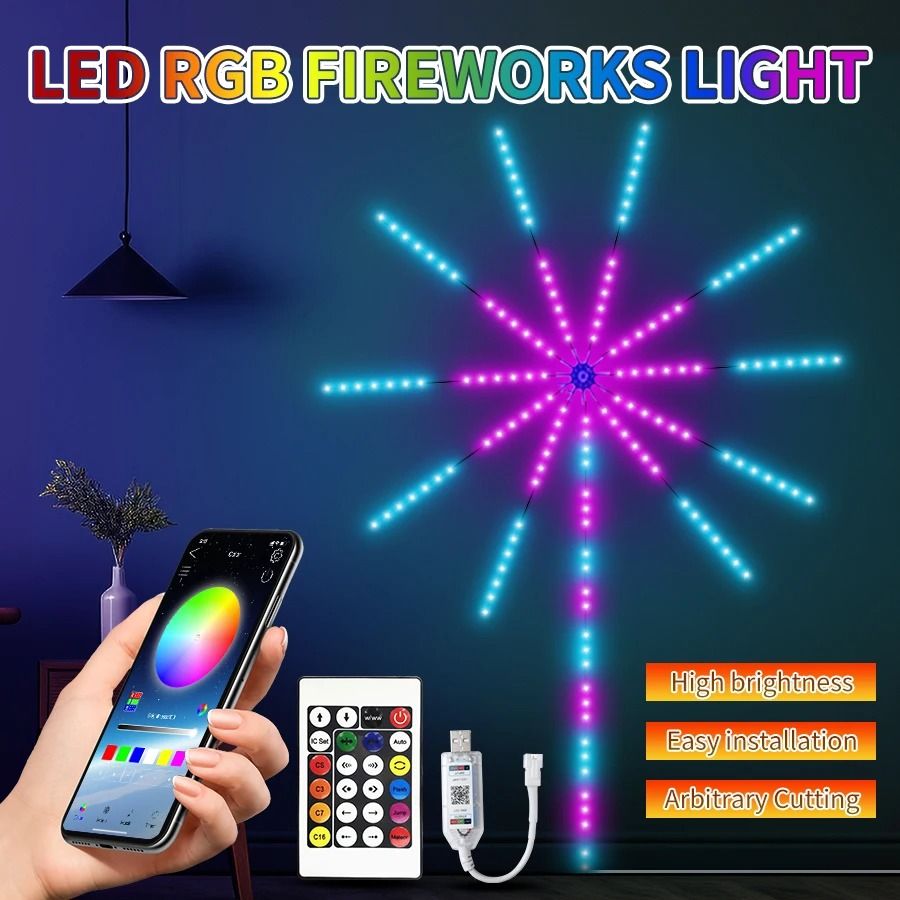 5V RGB LED Firework Strip Lights Bluetooth APP Control