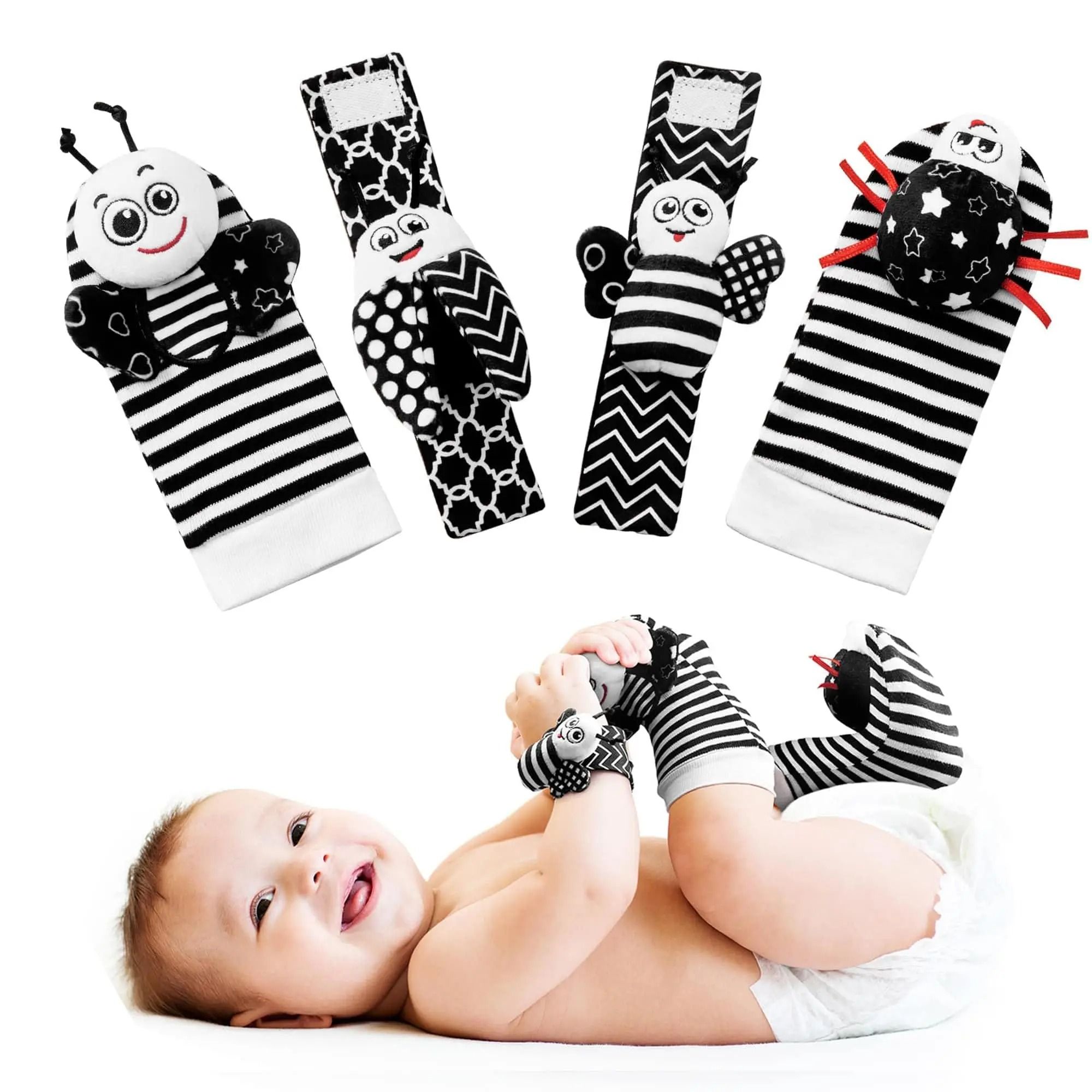 Baby Rattles Toys Set Wrist Rattle Socks and Foot Finder for Newborns