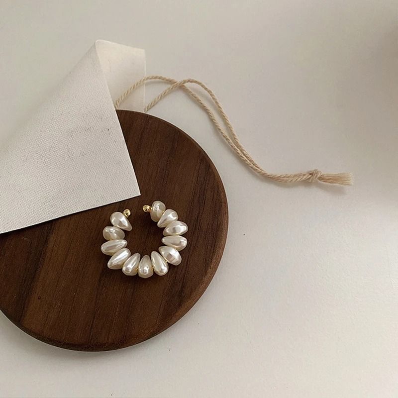Irregular Pearl Ear Clip & Fake Piercing Cuff